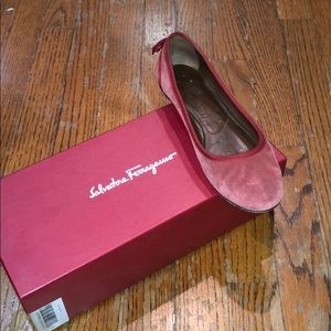 Salvatore Feragamo red suede flats. Size 7.5